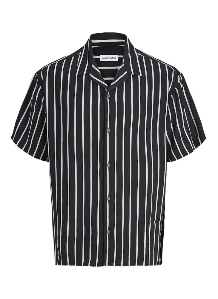 JACK & JONES Black Striped Short Sleeve Shirt for Men | Best Price UAE